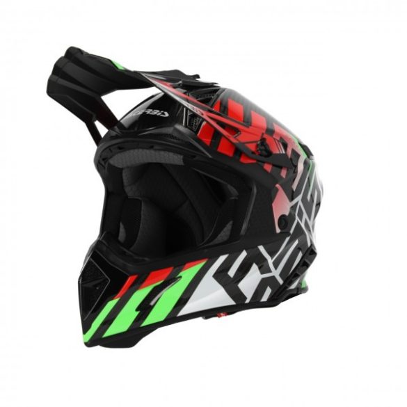 Acerbis helmet steel carbon green-red bukósisak