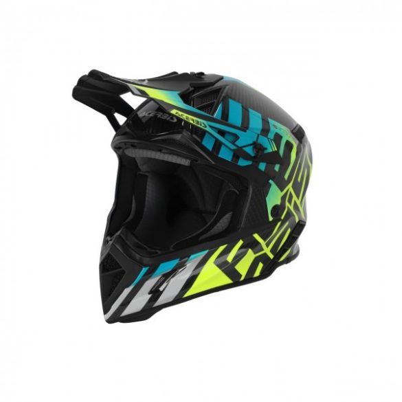 Acerbis helmet steel carbon light blue-fluo yellow bukósisak