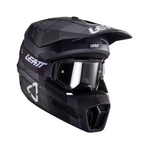 Leatt GPX 3.5 fekete-grafit bukósisak, ajándék Velocity 4.5 szemüveggel XXL méret