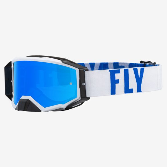 Fly Racing Zone Pro szemüveg white-blue,  kék tükrös lencsével