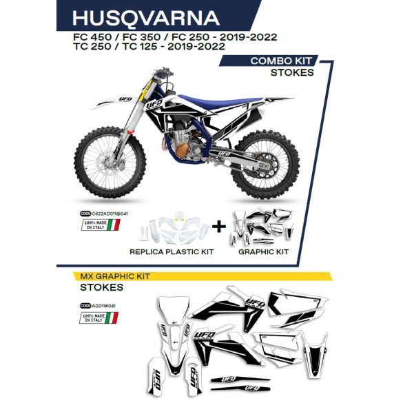 Ufo komplett idomszett+matrica szett, Husqvarna TC 125/250 '19-'22; FC 250/350/450 '19-'22 2T