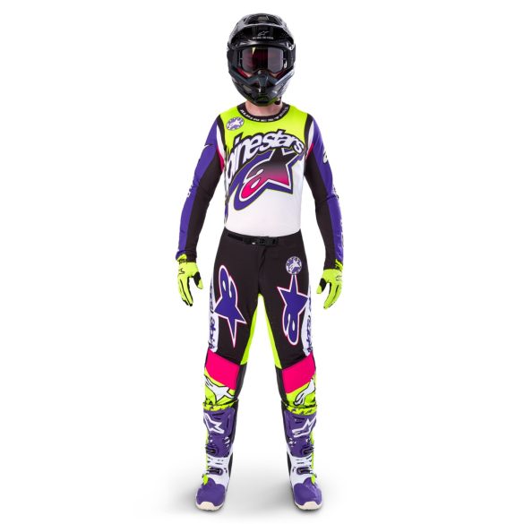 Alpinestars Supertech Dirt Studios LE violet-pink-fluoyellow ruhaszett