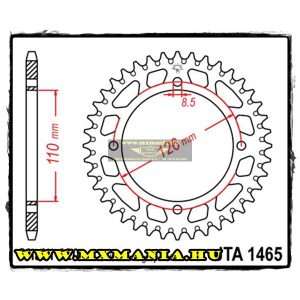 JT Sprockets hátsó lánckerék, ALU 1465, Kawasaki Off Road KX65, Suzuki RM65