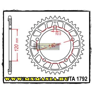 JT Sprockets hátsó lánckerék, ALU 1792, Suzuki Road,Triumph Road, Kawasaki road