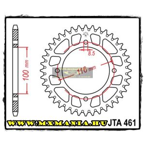 JT Sprockets hátsó lánckerék, ALU 461, Kawasaki KX80-100, Suzuki RM100