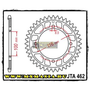 JT Sprockets hátsó lánckerék, ALU 462, Kawasaki KX 80-100/KLX, Suzuki RM100