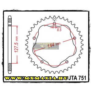 JT Sprockets hátsó lánckerék, ALU 751, Ducati utcai motorokhoz