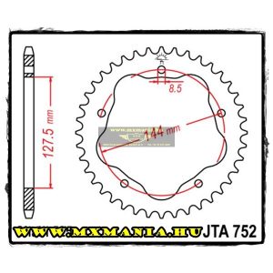 JT Sprockets hátsó lánckerék, ALU 752, Ducati utcai motorokhoz