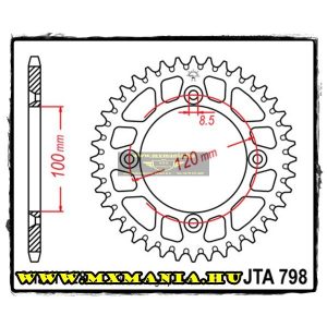 JT Sprockets hátsó lánckerék, ALU 798,  Suzuki RM80-85, Yamaha YZ 80-85