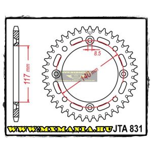 JT Sprockets hátsó lánckerék, ALU 831, Yamaha YZ80