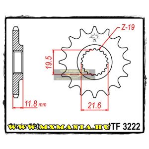 JT Sprockets első lánckerék, 3222, Polaris 250-300-350-400-425