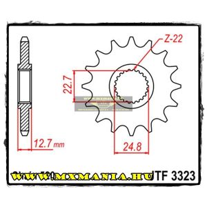 JT Sprockets első lánckerék, 3323, Polaris ATV 250-300-350-400-425