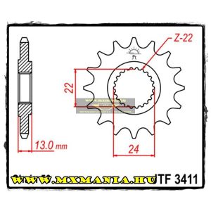 JT Sprockets első lánckerék, 3411, Bombardier DS 650 tipushoz