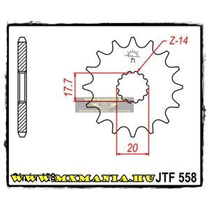 JT Sprockets első lánckerék, 558, Yamaha YZ/TZR/DT/TDR/XVS, Derbi utcai