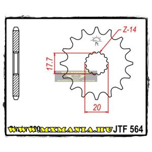 JT Sprockets első lánckerék, 564, Yamaha WR/YZ125/DT200/XVS, Gas-GasEX/XC EC R