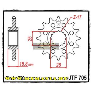 JT Sprockets első lánckerék, R 705, Aprilia 1000 RSV R/SL Falco/RSV Mille