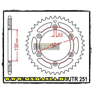 JT Sprockets hátsó lánckerék, 251, Yamaha OffRoad motorokhoz