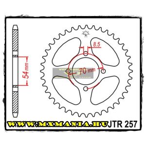 JT Sprockets hátsó lánckerék, 257,Honda C70/C50/Kymco Road 125 Jetix 