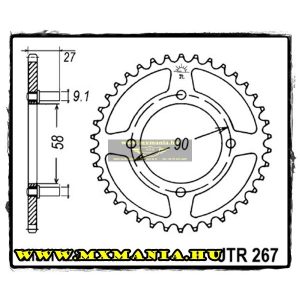 JT Sprockets hátsó lánckerék, 267, Honda Road CD175