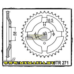 JT Sprockets hátsó lánckerék, 271, Honda Road CLR125/NX125