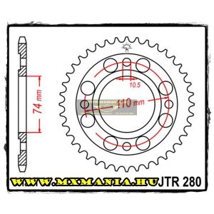 JT Sprockets hátsó lánckerék, 280, Honda Road CB500