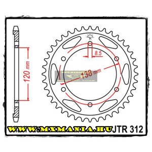 JT Sprockets hátsó lánckerék, 312, Honda Road RVF/VFR