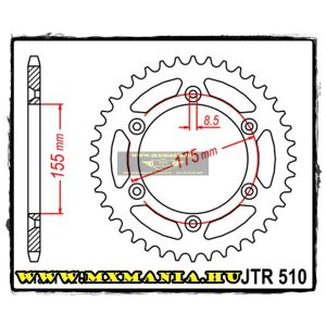 JT Sprockets hátsó lánckerék, 510, Husqvarna Off Road 125-250-260 WRK Enduro,Cagiva Off Road 125-250 WMX