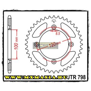 JT Sprockets hátsó lánckerék, 798,  Suzuki RM80-85, Yamaha YZ 80-85