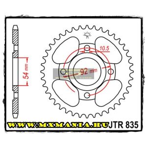 JT Sprockets hátsó lánckerék, 835, Yamaha SR/FZ/RD/TZR